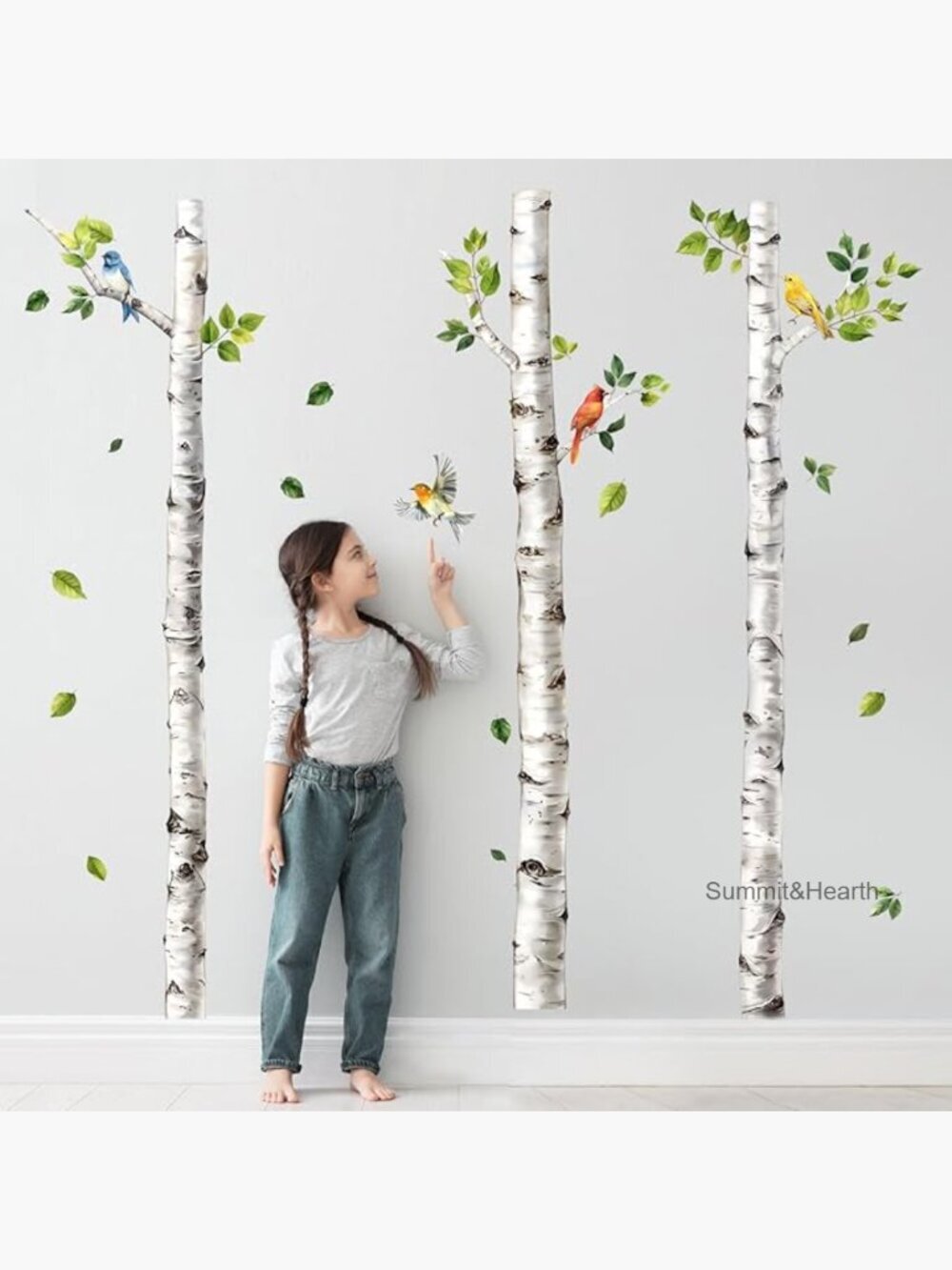 Large Birch Tree Wall Decal Watercolor Mural Peel Stick Removable Decor